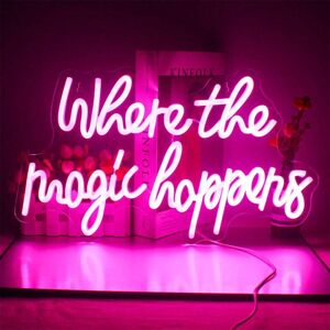 SHEIN 1pcs Where the magic happens neon signs, personalized back neon signs, decorative lighting wall LED art neon signs home decoration, atmosphere decoration, beautiful men and women room decoration art, birthday gifts Multicolor pink light,Warm white l