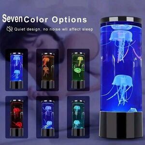 SHEIN Color-Changing LED Jellyfish Lava Lamp Mini Aquarium Simulation Jellyfish Decorative Lamp USB Acrylic Night Light Gift for Kids Black S