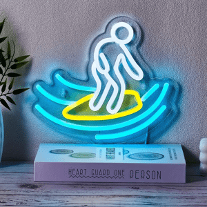 SHEIN 1pc Surfboard Shaped Neon Sign, Wall Decor Light For Party Room Game Room Sports Event, Multi-Purpose Neon Light Wall Hanging Decor Surfing Backboard-24.3*21.3cm As the Picture Shows