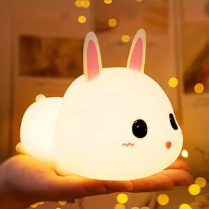 SHEIN 1pc Adorable Rabbit Pat Night Light With Usb Cable, Silicone Cartoon Sleep Companion Lamp For Bedroom, Bedside, Desk Decoration Multicolor S