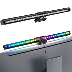 SHEIN Monitor Light USB Gaming Light Desk Lamp LED Computer Light Hanging Screen Light Bar, RGB Phantom Ambient Light, Touch Control Stepless Dimming, Protect Your Eyes And Save Space, Perfect For Computer Gaming/Working/Reading Black M