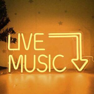 SHEIN Led Neon Sign For Live Music, Lettering And Bar, Bright Beer Bar Sign For Music Studio, Bedroom Wall Decoration, Party, Club And Music Sports Stadium Yellow one-size