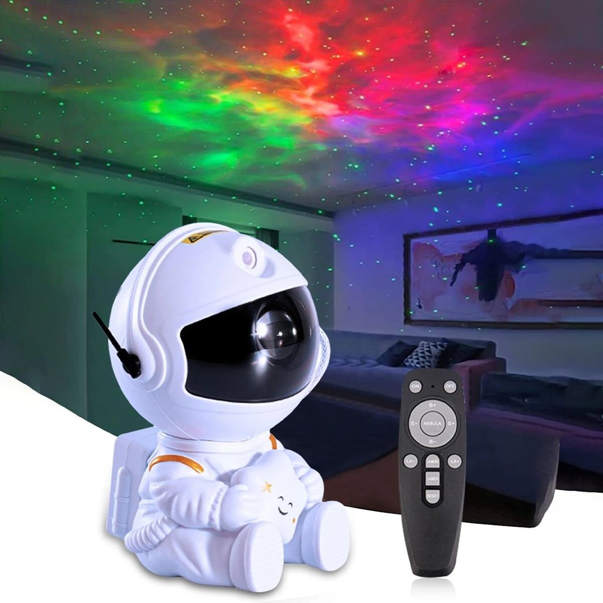 SHEIN 1pc Galaxy Star Projector Led Night Light, Astronaut Star Lamp, Bedroom Decor Gift Rotating Ceiling Light Decoration, Starry Sky Usb Led Bedroom Night Light Multicolor White Hugging Stars,Black Guitar,Cosmic Projector,Black Holding Stars,White Hug G