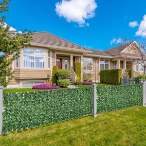 SHEIN Outsunny 1-Piece Artificial Leaf Hedge Screen Privacy Fence Panel For Garden Outdoor Indoor Decor, Dark Green, 3M X 1M Dark Green