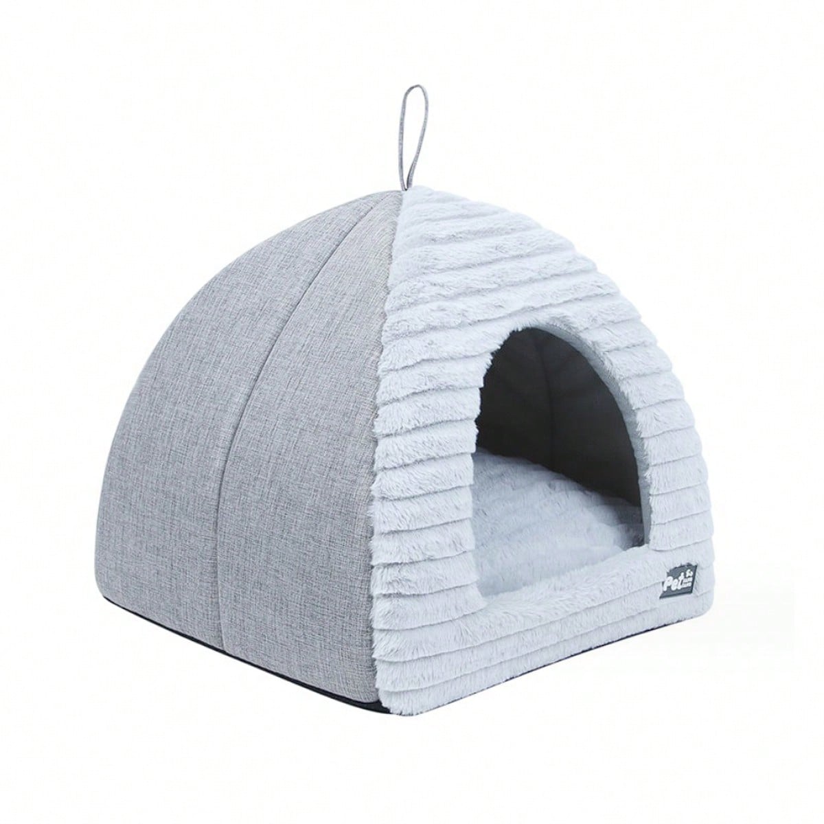 SHEIN Pet Cat Bed, Winter, Warm Faux Rabbit Fur Yurt Mongolia Nest For Small Dogs And Cats Grey L,M,S