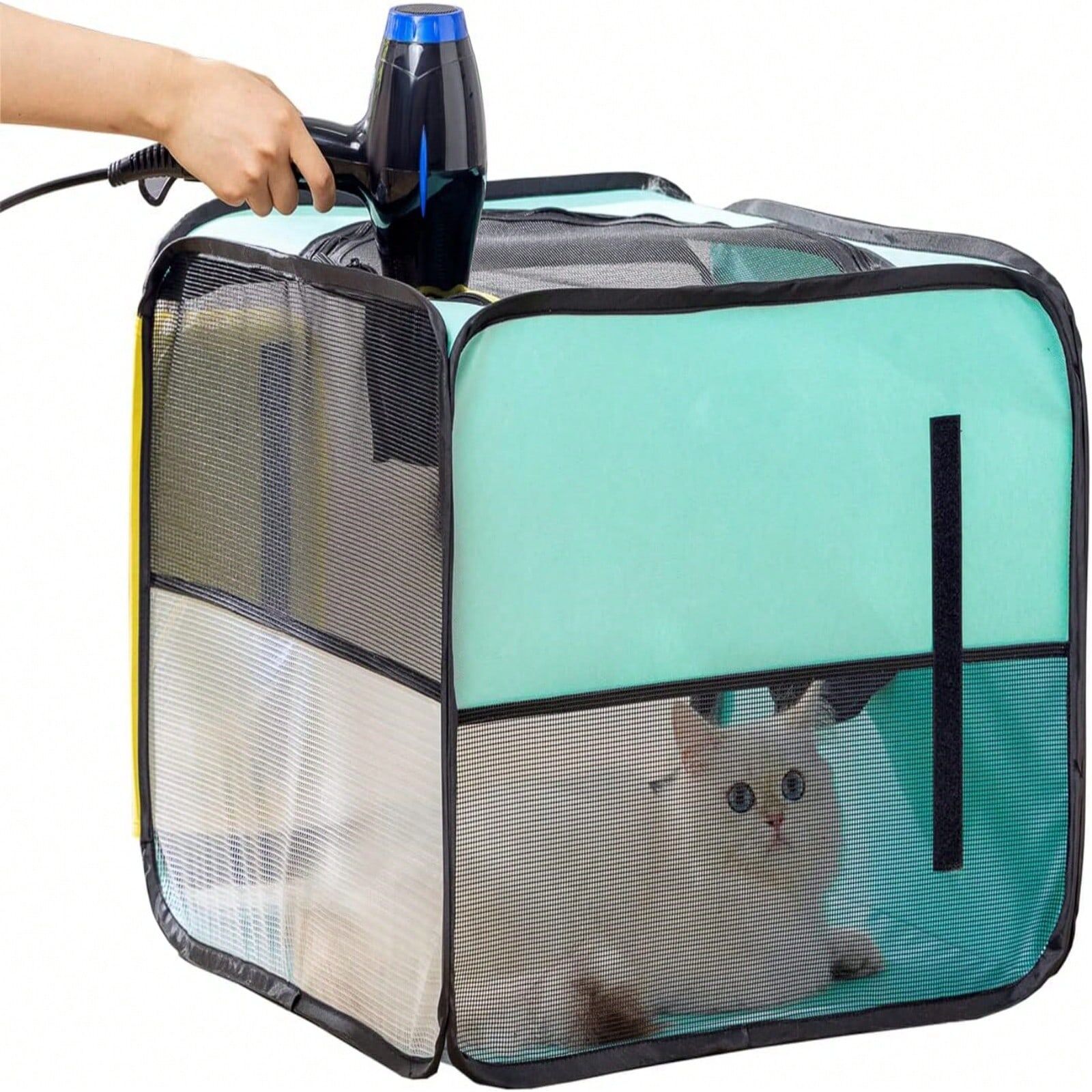 SHEIN Pet Dog Cat Drying Box , Anti-Hair Flying , Portable Cat Drying Room , Drying Crate Cage For Small Medium And Large Dogs (Green) Green 50*40cm