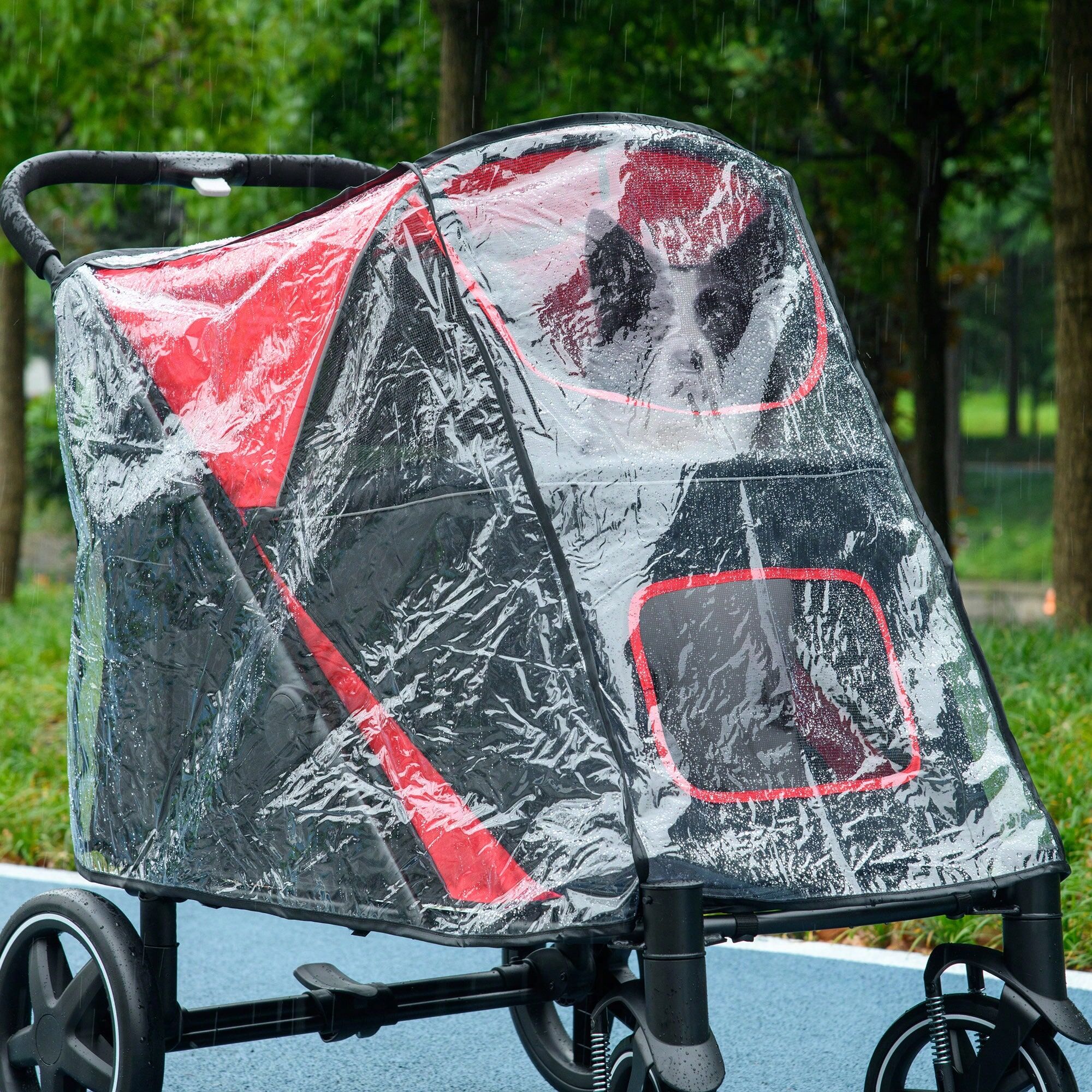 SHEIN PawHut Dog Stroller Rain Cover, Cover For Dog Pram Stroller, Buggy For Large, Medium Dogs W/ Rear Entry White