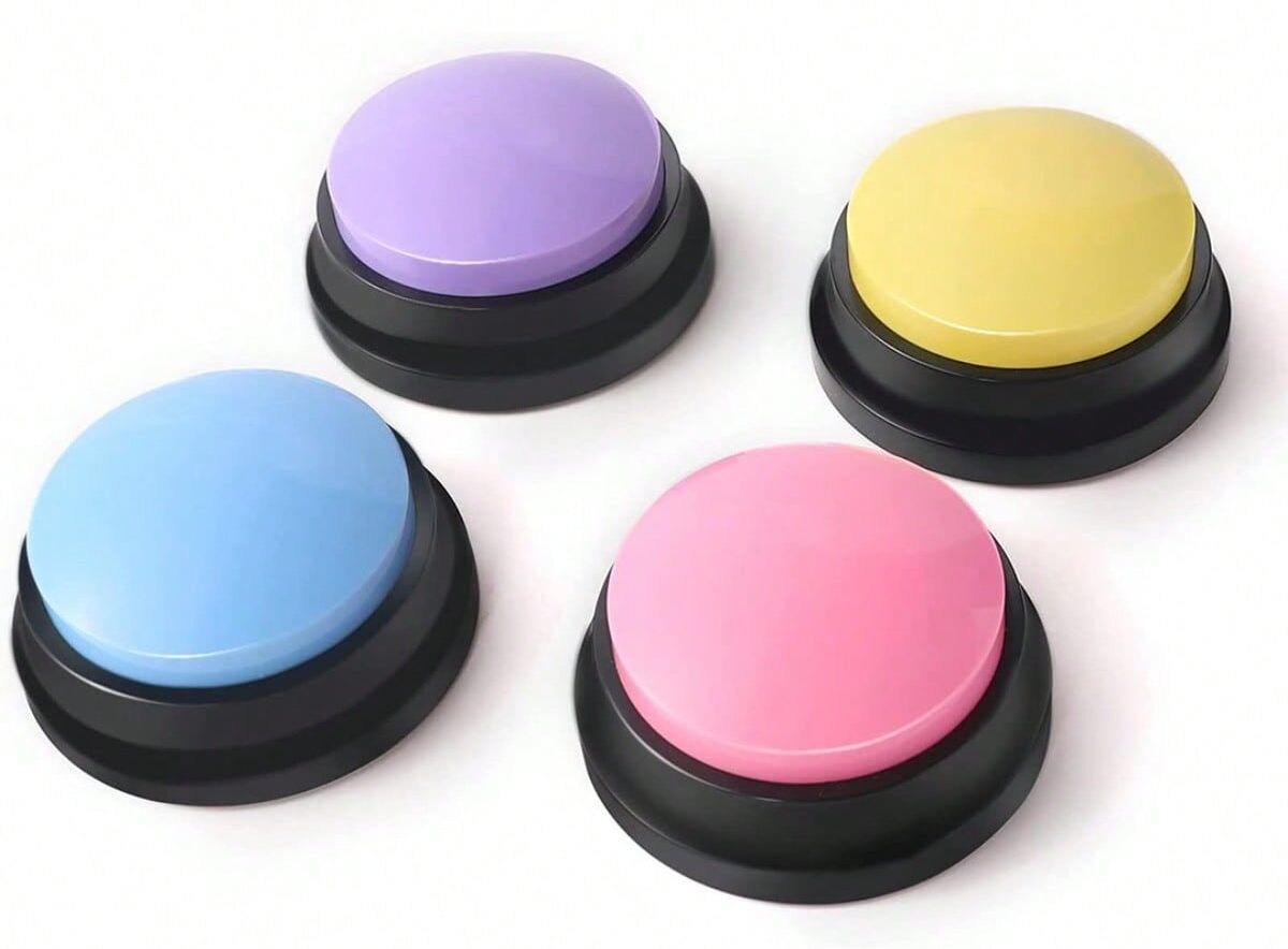 SHEIN Dog Voice Recording Button, Pet Communication Training Buzzer, Teach Dog To Talk, 4 Pcs, No Battery Multicolor one-size