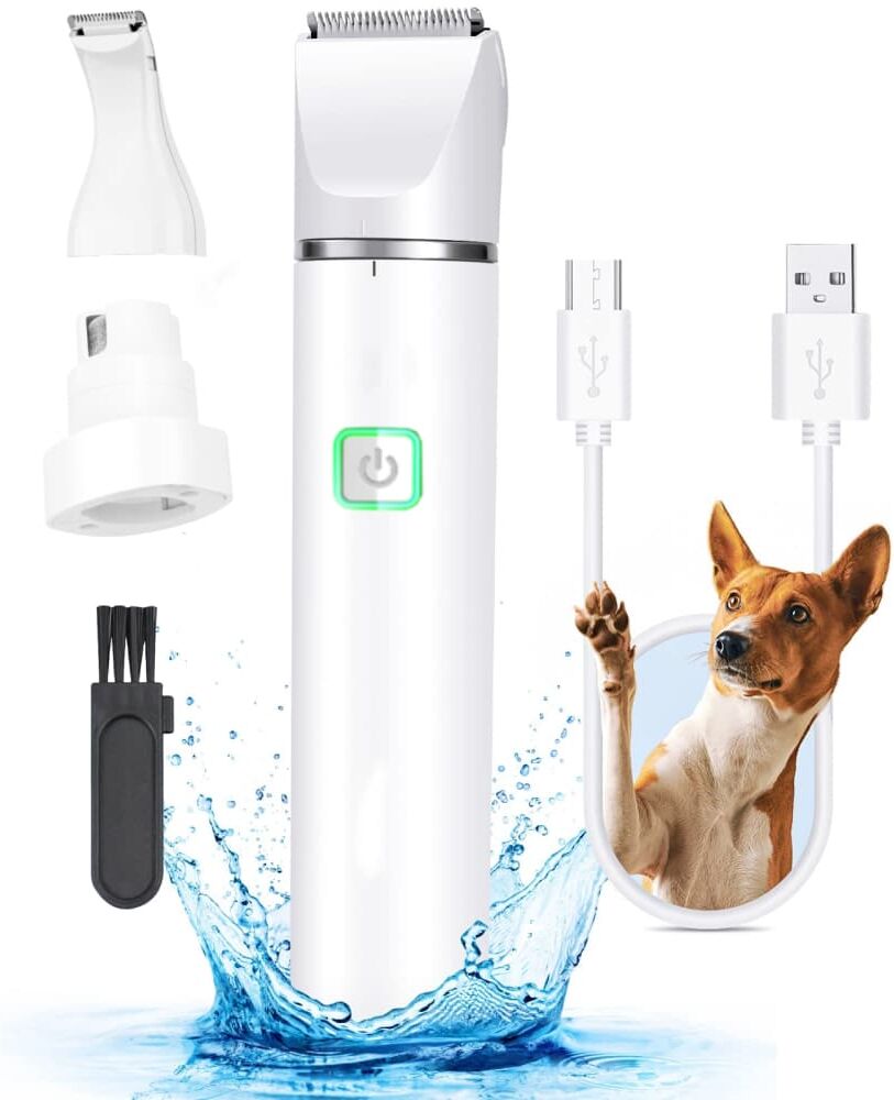 SHEIN Cordless Dog Paw Trimmer - Low Noise Dog Clippers With Double Blades USB Rechargeable Grooming Clipper For Dogs Cats And Small Pets For Trimming Hair Around Paws, Eyes, Ears, Face, Rump(White) White one-size