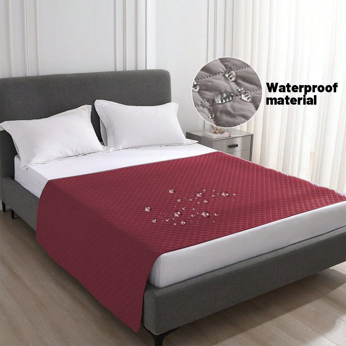 SHEIN 1 PC Waterproof & Non-Slip Dog Bed Cover Mattress Cover And Pet Blanket Sofa Pet Bed Mat ,Car Incontinence Mattress Protectors Furniture Couch Cover For Most Cats Dogs,Red Burgundy 100*127cm/39*50in,75*180cm/30*71in,130*210 cm/51*83 inches,170*210 c