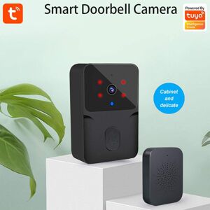 SHEIN Mini Tuya 2.4Ghz Wifi Video Doorbell With Camera Smart Home Security System Support Two Way Audio Motion Detection Alarm Notification Push Mobile Remote View HD Night Vision Rechargeable Battery Inside Wireless Visualable Doorbell With Chime Black o