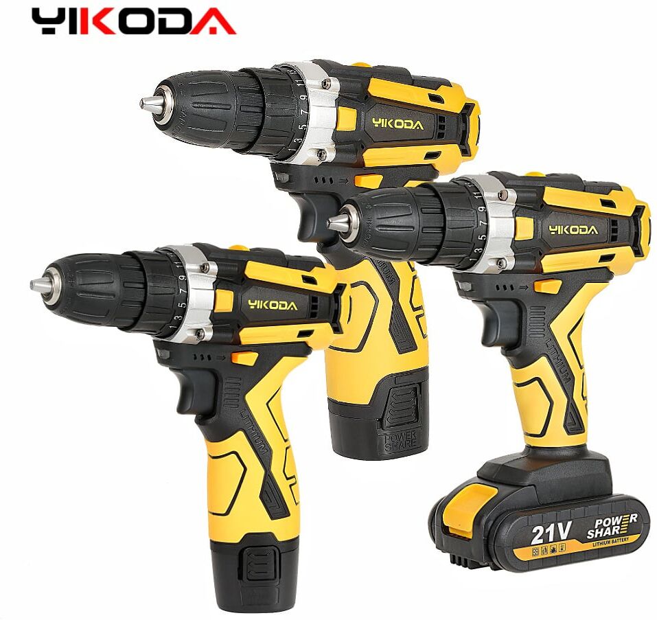 SHEIN 1pc Rechargeable Cordless 12/16.8/21v Lithium-Ion Drill, Household Electric Screwdriver, Multi-Functional Power Tool Yellow FM12-1,FM168-1,FM21-1