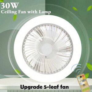 SHEIN [Upgrade 5 Leaf Fan, Strong Wind, Sleep Timing] E27 Ceiling Fans Lights with Remote Control 5/30W LED Lamp Fan Smart Ceiling Fan for Office Sitting Room Bedroom White 3W,30W
