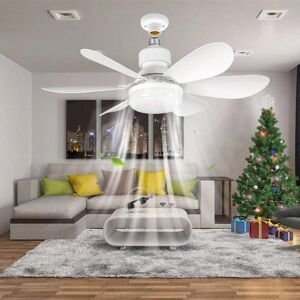 SHEIN 3Colors 30W Ceiling Fan Ceiling Lamp Ceiling Fan With Light Remote Control Dimmable Light Color Temperature Modern Ceiling Mount Remote Control Smart E27 Led Ceiling Fan Light White Tricolor