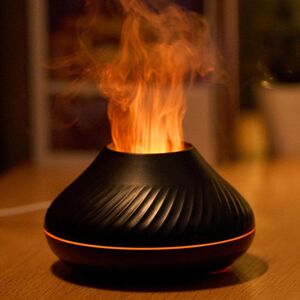 SHEIN 7 Color Flame Air Aroma Mini Diffuser, Personal Desktop Super Quiet Cool Mist USB Humidifier With Auto-Off Protection For Bedroom, Office, Yoga Black