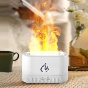 SHEIN Flame Air Humidifier For Home, Essential Oils Diffuser With Colorful Lights, USB Aromatherapy Humidifiers Diffusers, Timing Function, Fragrance Diffuser White one-size