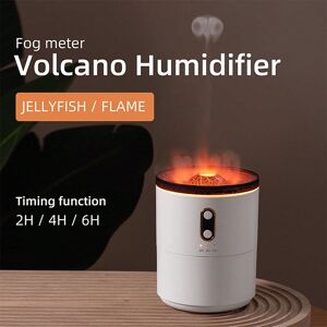 SHEIN 1PC USB Charger 450ML Volcano Humidifier Essential Oil Diffuser Ultrasonic Flame Humidifier Diffuser Flame Aroma Diffuser Air humidifier and Purifier All in One for Bedroom Office White 110*110*135.5mm