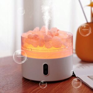 SHEIN 1PC Air Humidifier USB Charging Salt Rock Electric Ultrasonic Essential Oil Aromatherapy Humidificador for Home Aroma Diffuser Night Light White one-size