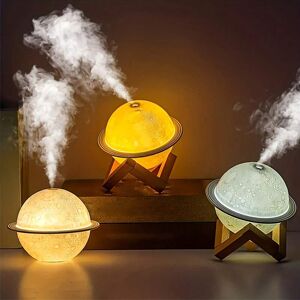 SHEIN 1pc Creative Portable Planetary Shape Air Humidifier With Led Night Light And Quiet Mini Diffuser, Suitable For Home Use, Usb Powered White