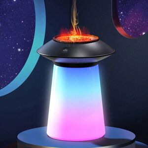 SHEIN Simulation Volcano Ufo Shaped Aromatherapy Machine - Usb Powered, 760ml Capacity Humidifier And Colorful Led Light Feature - Suitable For Bedroom, Office And As A Gift Black
