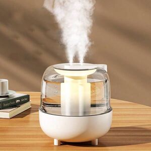 SHEIN 1pc Double Nozzles Atmosphere Led Night Light Humidifier For Home Bedroom, Large Mist Output, Quiet, Air Moisturizing And Aromatherapy Diffuser White