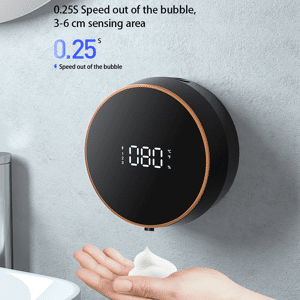 SHEIN 1PC Wall-mounted Infrared Sensor Liquid Soap Dispenser With Temperature Digital Display Smart Washing Hand Sanitizer Machine Black one-size