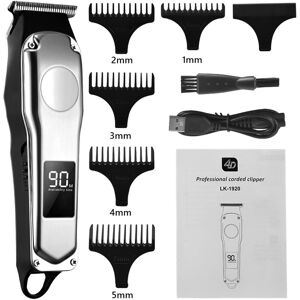 SHEIN Professional Barber Hair Clipper Rechargeable Electric Cutting Machine Beard Trimmer Shaver Razor for Men Cutter Silver one-size