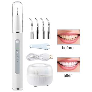 SHEIN Ultrasonic Electric visual Tooth Cleaner - Plaque Remover for Teeth Remove Teeth Stain tarter Plaque Calculus - Adjustable Modes 3 Replaceable Clean Heads, Portable and Rechargeable for Home Travel White one-size
