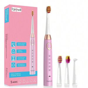 SHEIN Fairywill Electric Toothbrushes For Adults USB Rechargeble Toothbrush Sonic Toothbrush With 5 Modes And 2 Mins Smart Timer Pink