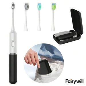 SHEIN Sonic Electric Toothbrush Rechargeable Travel Case Portable 4 Heads 5 Modes Black and White