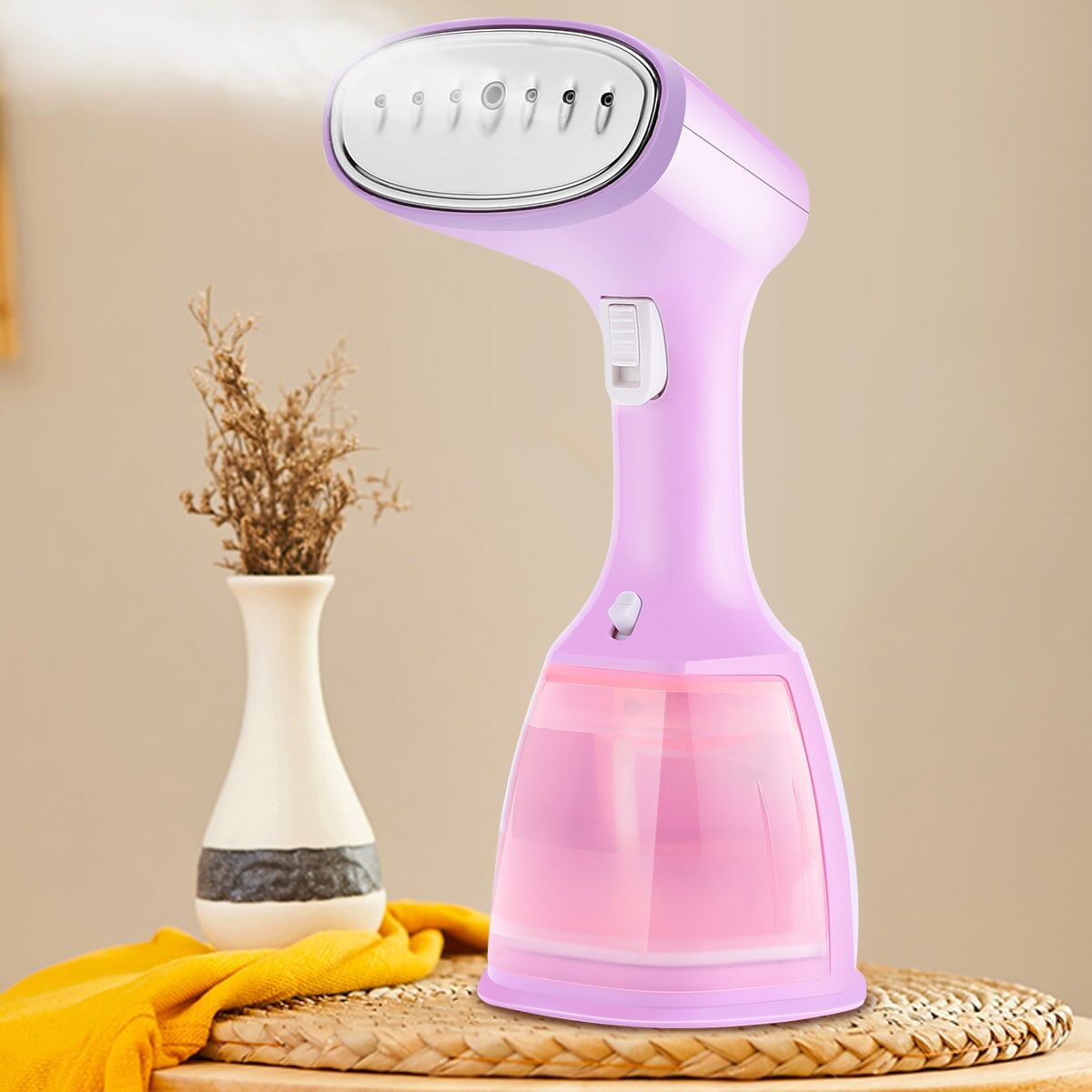 SHEIN Handheld Steamer for Clothes 1500W Powerful Steam, 2 Modes for Wet and Dry Ironing, 15Second Fast Heat-up, 350ml Water Tank Perfect for Removing Wrinkles from Garments and Fabrics Baby Pink EU Plug