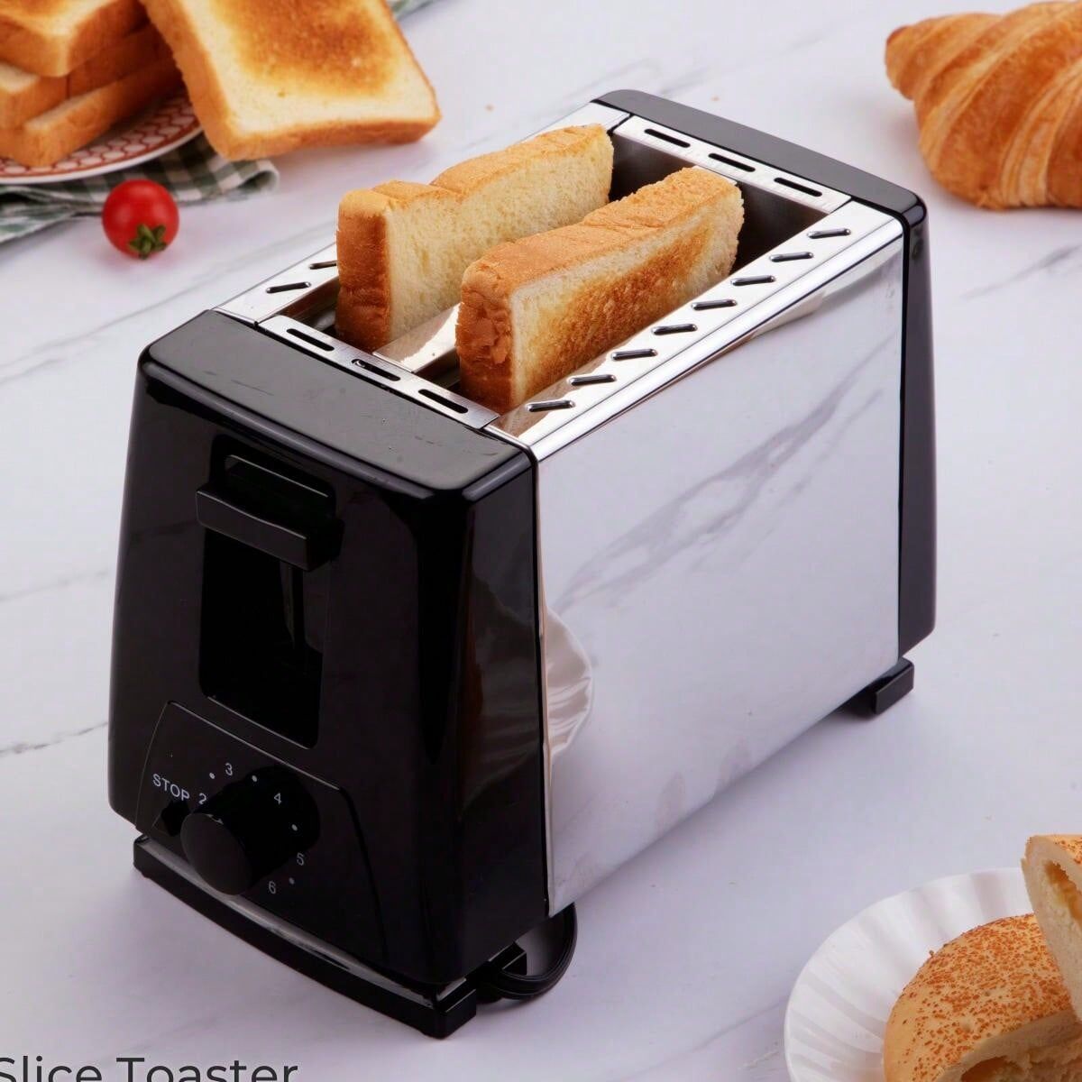 SHEIN 1pc 2-Slice Toaster Stainless Steel Toaster, Home Toaster, Toaster, Breakfast Sandwich Maker Small Appliance Kitchen Stuff Clearance Kitchen Accessories Stainless Steel