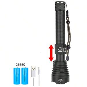 SHEIN 1pc Aluminum Alloy Flashlight, Casual USB Charging Torches For Camping White S