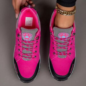 SHEIN New Women's Fashionable Sports Shoes, Increase In Height, Wear-resistant, Lightweight, Waterproof, Suitable For Outdoor Activities Such As Climbing, Sports, Hiking, Rose-red Women's Hiking Shoes Hot Pink EUR35,EUR36,EUR37,EUR38,EUR39,EUR40,EUR41,EUR