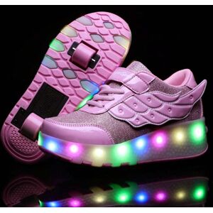 SHEIN Kids Outdoor Sports Shoes, Fashionable And Casual, Double Wheel Roller Skating Shoes, Usb Chargeable, Cool Light-Up Shell, Retractable And Removable Roller Skates Pink EUR34,EUR35,EUR36,EUR37,EUR38,EUR39,EUR40,EUR27,EUR28,EUR29,EUR30,EUR31,EUR32,EUR