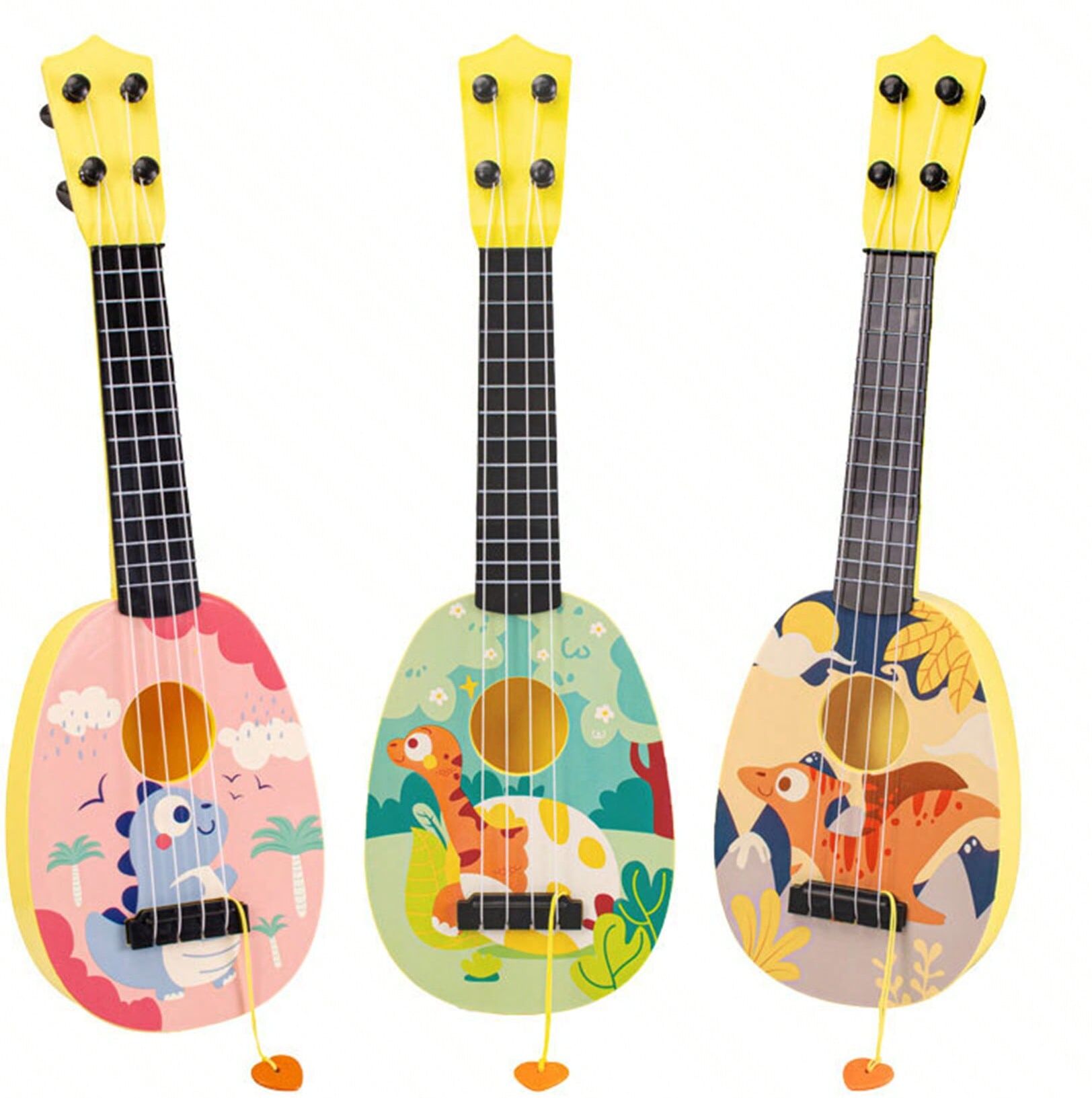 SHEIN 1 Pc Green Kids Ukulele Toy Guitar, Carton Musical Instrument, Music Entertainment Fun Toy,Early Education Play Toys,4 String Gift For Birthday And Holiday,Boy Gift, Girl Gift Multicolor one-size