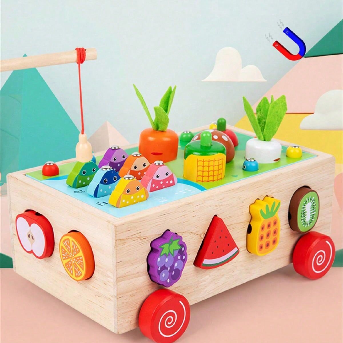 SHEIN Toddlers Montessori Wooden Educational Toys, Shape Sorting Toys Gifts , Wood Learning Fine Motor Skills Game, For Baby Boys Girls Age 3 4 Year Old, For Kids 3-4 Christmas And Halloween Gift Apricot one-size