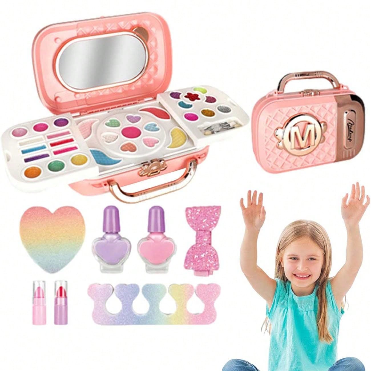 SHEIN Pretend Play Makeup Makeup Kit Box Box Toy Girl Cosmetic Toys Kids Cute Pink Cosmetic Set Dusty Pink one-size