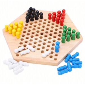 SHEIN 1pc Chinese Checkers Game Set, Wooden Chinese Checkers Board Game Set With 6 Colors 60 Chess Pieces, Classic Strategy Puzzle Family Board Game For Adults Family Multicolor one-size