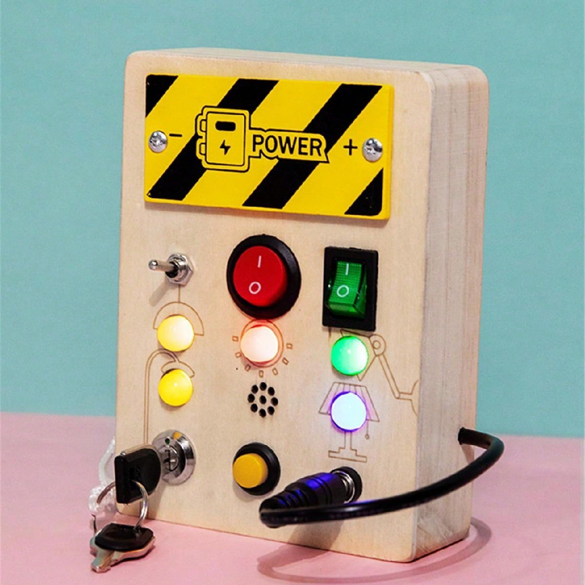 SHEIN Montessori Busy Board Sensory Toys Wooden With LED Light Switch Control Board Travel Activities Children Games For 3-4 Years Old Multicolor one-size