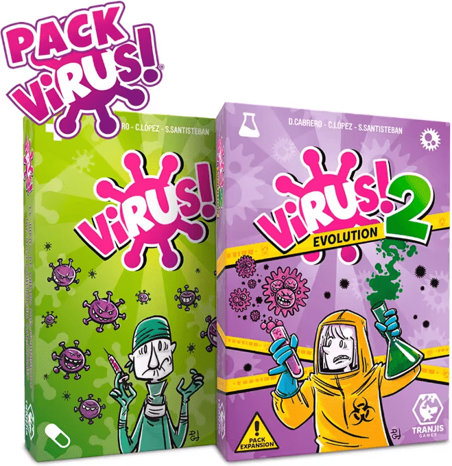 SHEIN Tranjis Games, Pack Virus & Virus 2 Evolution (Expansión), Juego De Cartas,2 Paquetes 2 Cajas