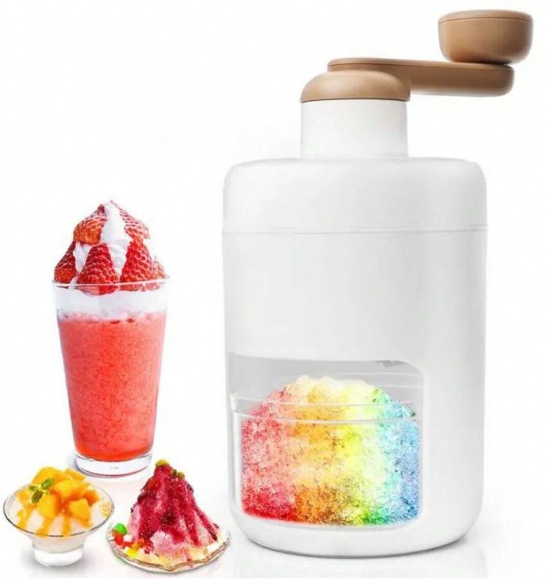 SHEIN 1pc Ice Shaver And Snow Cone Machine, Portable Ice Crusher And Shaved Ice Machine With Free Ice Cube Trays, White