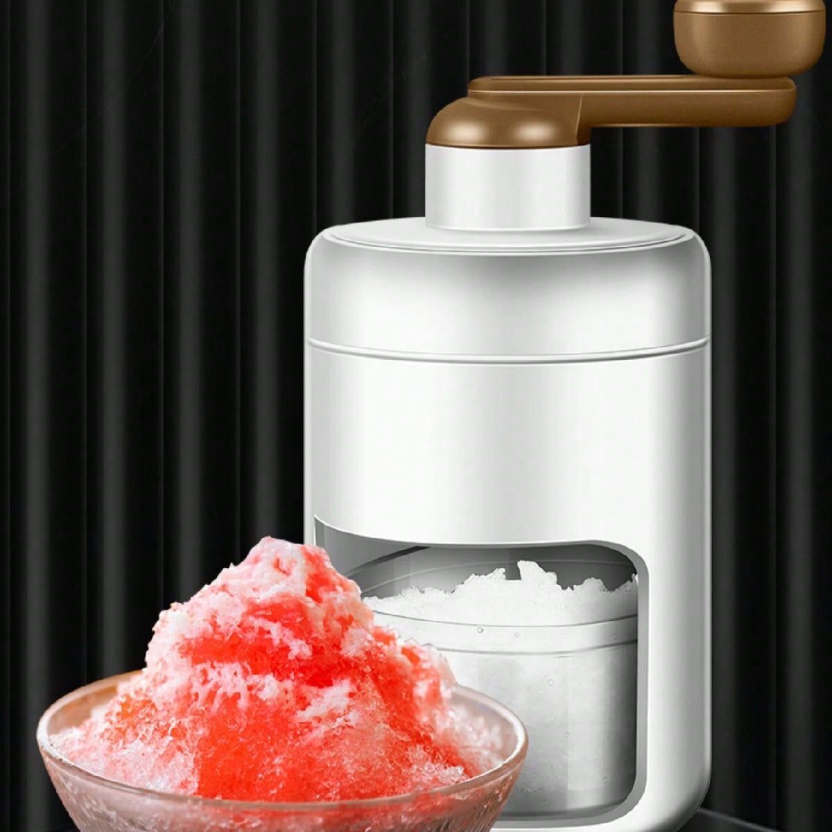 SHEIN Manual Small Ice Shaver For Home Use And Outdoor, Portable Ice Crusher With Hand Crank, Ice Powder Maker White