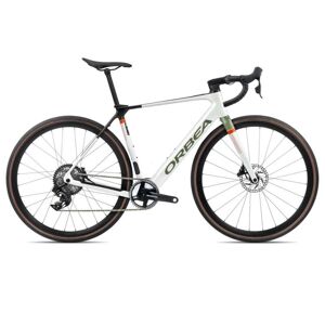 Orbea Gain M21e 1x - Carbon Electric Road Bike - 2024 - White Chic - Metallic Green Artichoke (Gloss)