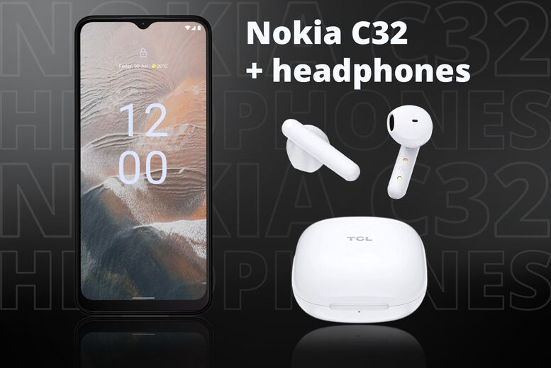 Nokia C32 128GB Unlocked 4G Smartphone with Headphones Bundle!