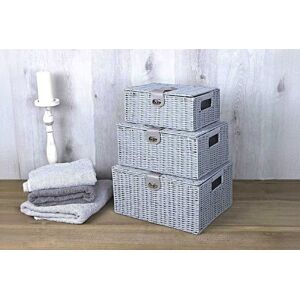 SHS Trading Ltd 3x Wicker Hamper Storage Baskets SHS Trading Ltd 3x Wicker Hamper Storage Baskets