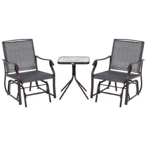 Mhstar Uk Ltd Outsunny Glider Rocking Chair x2 & table