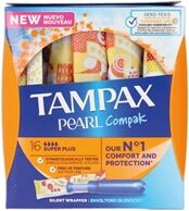 Tampax Compak Pearl Super Plus Applicator Tampons Boxed x16 (Pack 4)