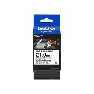 Brother Hse Heat Shrink Tube Tape 21mm x 1.5m Black on White HSE251E Brother Hse Heat Shrink Tube Tape 21mm x 1.5m Black on White HSE251E