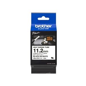 Brother Hse Heat Shrink Tube Tape 11mm x 1.5m Black on White HSE231E Brother Hse Heat Shrink Tube Tape 11mm x 1.5m Black on White HSE231E